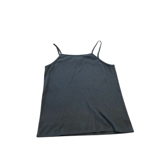 Women Camisole Vtg Y2k Mesh Lace Trim Square Neck Spaghetti Strap Rib Solid S - Picture 3 of 5